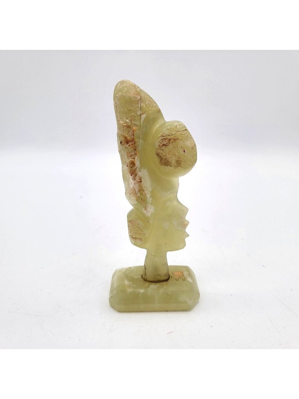 Carved Green Onyx African Mar Bust Sculpture